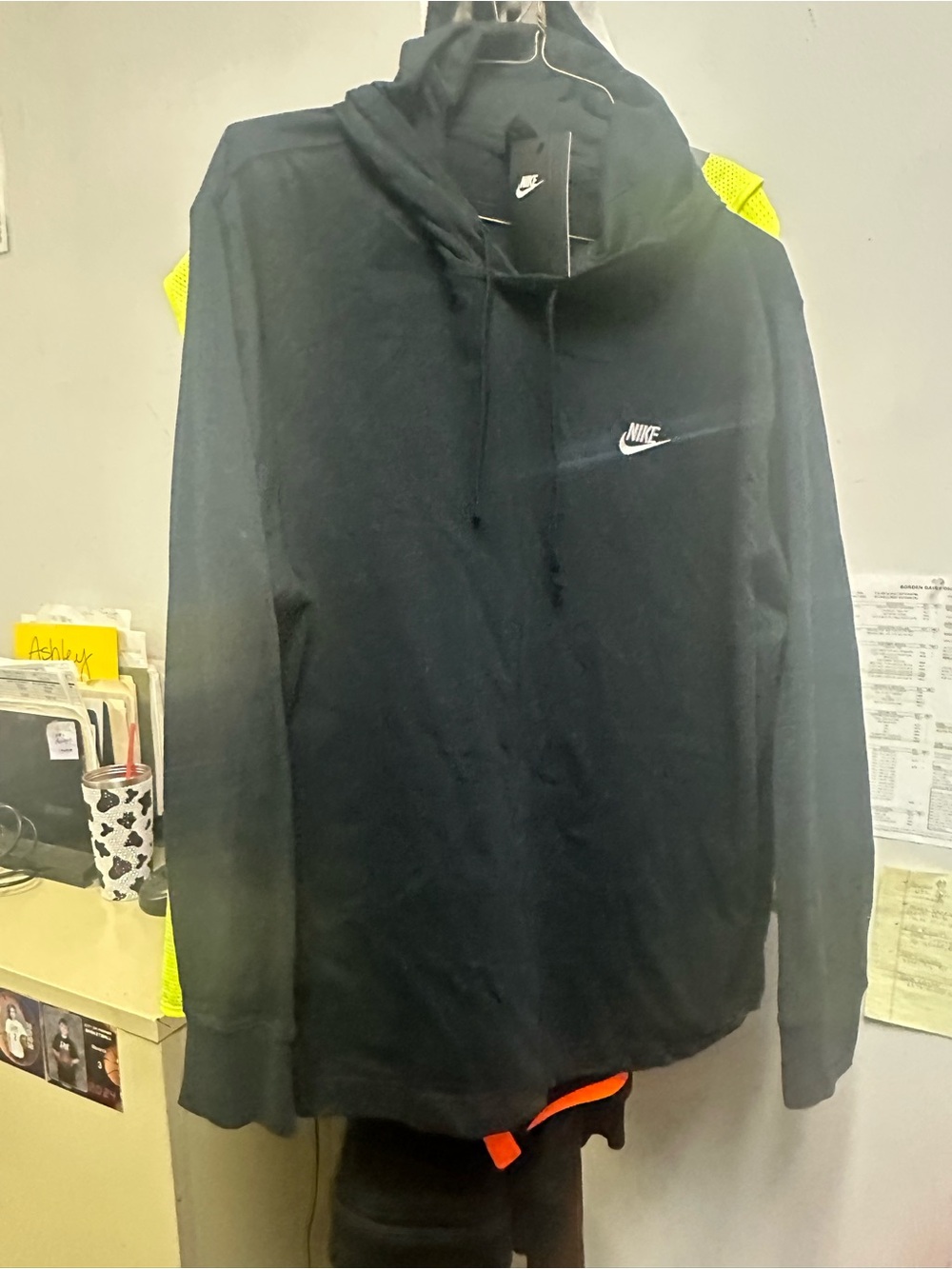 XXL Nike Black Hoodie with White Swoosh